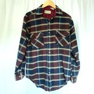 Northwest Territory Men's Small Plaid Shirt Long Sleeve Navy and Red Lumberjack